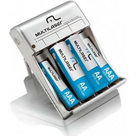 Carregador de Pilhas Multilaser AA e AAA c/ 2 Pilhas AA 2500mAh e 2 Pilhas AAA 900 mAh Bivolt - CB045 na Amazon