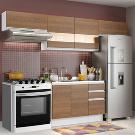Cozinha Compacta Madesa Marina Com Armário e Balcão (Sem Tampo e Pia) Branco/Rustic na Loja Madesa
