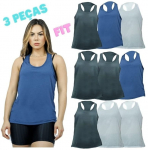 Kit 3 Regata dry Furadinho Poliamida Fit academia Feminina Moda na Amazon