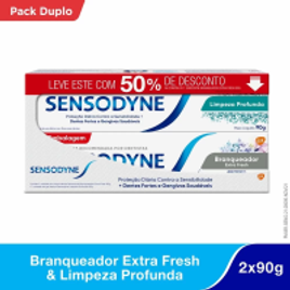 Pack Creme Dental Sensodyne Branqueador Extra Fresh 90g + Limpeza Profunda 90g na Panvel Farmácias