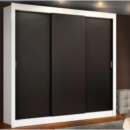 Guarda-Roupa Casal Madesa Lyon 3 Portas de Correr 2 Gavetas Branco/Preto na Loja Madesa