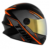 Capacete Fechado R8 Pro Tork 56 Viseira Dourada Preto/Laranja na Amazon