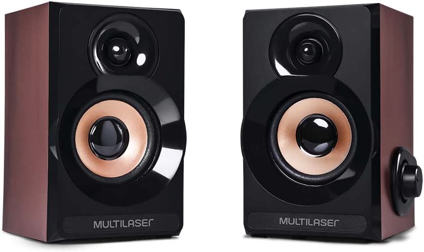 Caixa De Som 2.0 6W RMS Acabamento Madeira Multilaser – SP261 na Amazon
