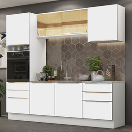 Cozinha Completa Madesa Lux 240002 com Armário e Balcão Branco/Branco Veludo na Loja Madesa