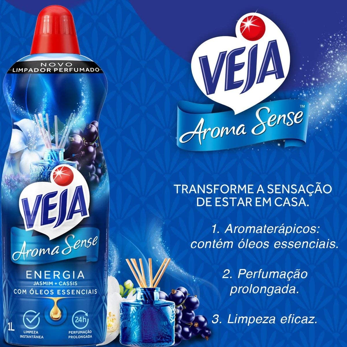Limpador Perfumado Veja Aroma Sense Energia 2L com óleos essenciais na Amazon