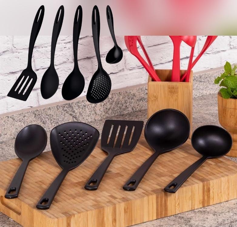 Jogo de Utensílios Tramontina Ability em Nylon Preto 05 Peças na Amazon