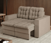 Sofá 2 Lugares Retrátil Lubeck Plush Suede Bege 140 cm – Mobly na Magazine Luiza