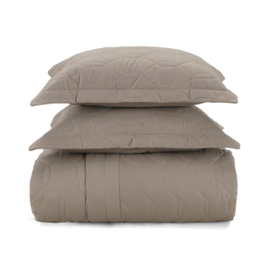 Colcha Dupla Face Casal Karsten Liss Taupe 100% Algodão Percal 180 Fios 3 Peças na Casas Bahia