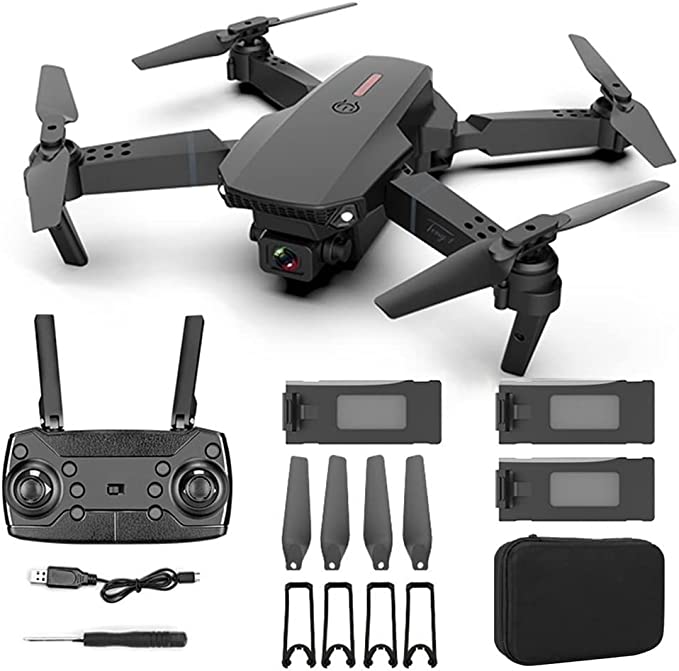 Drone E88 PRO 4k de alta definição dupla câmera de 3 baterias (Preto) na Amazon