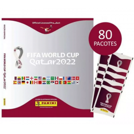 Kit Exclusivo 1 Álbum Capa Dura Metalizada Prata +80 Envelopes de Figurinhas da Copa do Mundo Qatat 2022 1°edição na Americanas