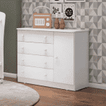 Cômoda Sapateira Infantil 1 Porta 4 Gavetas Doce Sonho Qmovi Branco na Magazine Luiza