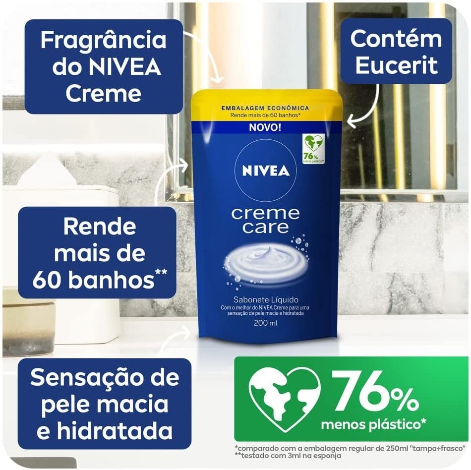 NIVEA Sabonete Líquido Refil Creme Care 200ml na Amazon