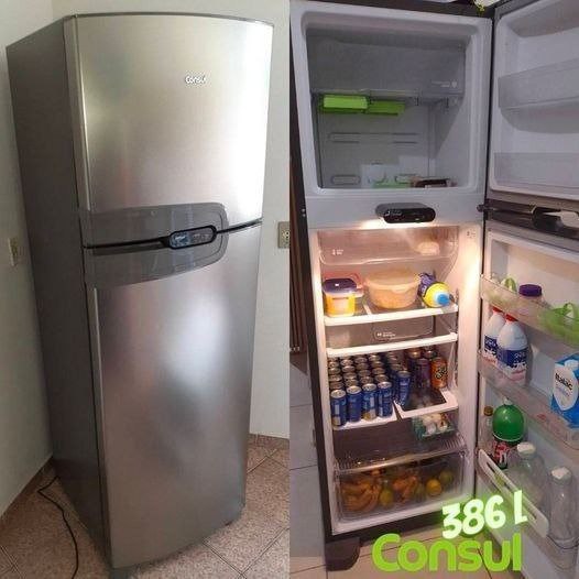 Geladeira Consul Frost Free Duplex 386 litros cor Inox com Prateleira Dobrável na Consul