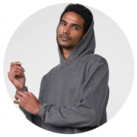 Blusa De Moletom Fechada Fabric.A Bolso Preta/Bege na Kanui