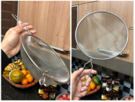 Mimo Style Peneira 21 cm Com Suporte Para Acomodação em Panelas e Travessas, Suporta Altas e Baixas Temperaturas, Material de Inox Resistente e Flexível, Fácil Manuseio, Extremamente Simples de Limpar na Amazon