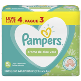 2 Pacotes Lenços Umedecidos Pampers Aroma de Aloe Vera -  192 Unidades (Total 384 unidades) na Americanas