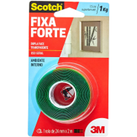 Fita Dupla Face 3M Scotch Fixa Forte Transparente 24mmx2m - até 1kg na Amazon