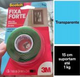 Fita Dupla Face 3M Scotch Fixa Forte Transparente – 24 mm x 2 m na Amazon