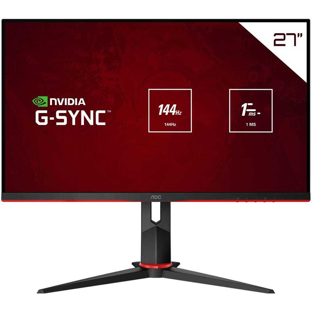 Monitor Gamer AOC HERO W-LED 27´ Widescreen, FHD, IPS, HDMI, DisplayPort, G-Sync Compatible, 144Hz, 1ms, Altura Ajustável - 27G2/BK na KaBuM!