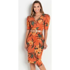 Vestido Floral Ferrugem Moda Evangélica na Posthaus