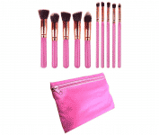 Kit 10 Pincéis Maquiagem Profissional Blush Pó ROSA na Amazon