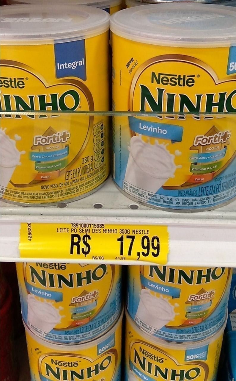 Leite em Pó NINHO Semidesnatado 350g na Casas Bahia