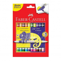 Canetinha Hidrográfica Bicolor, Faber-Castell, 12 Canetas/24 Cores na Amazon