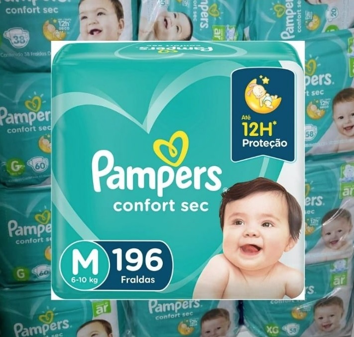Fralda Pampers Confort Sec M 196 Unidades, Pampers na Amazon