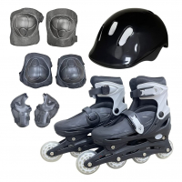 Patins 4 Rodas Inline Preto Com Kit Proteção Tamanho G, Importway na Amazon