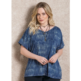 Blusa Azul Soltinha com Decote V na Posthaus