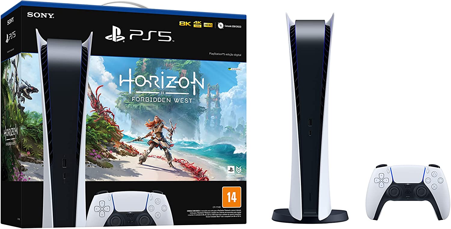 Console Playstation 5 Digital Edition + Jogo Horizon Forbidden West na Amazon