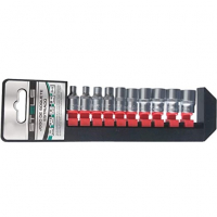 Jogo De Soquetes Sextavado, 10-22 Mm, Crv, Encaixe 1/2", 10 Peças Stels na Amazon
