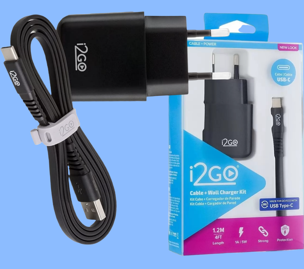 Kit Carregador De Parede USB 1A + Cabo USB-C ou Micro USB 1,2m 2,4A I2GO Preto – I2GO Basic na Amazon