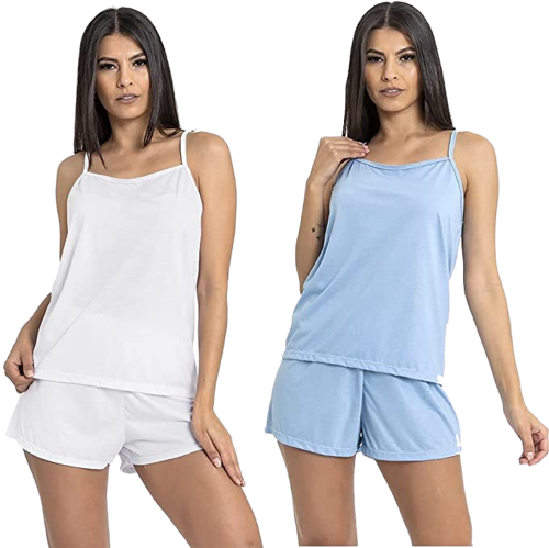 Kit 2 Conjuntos Pijama Feminino Curto Baby Doll na Amazon