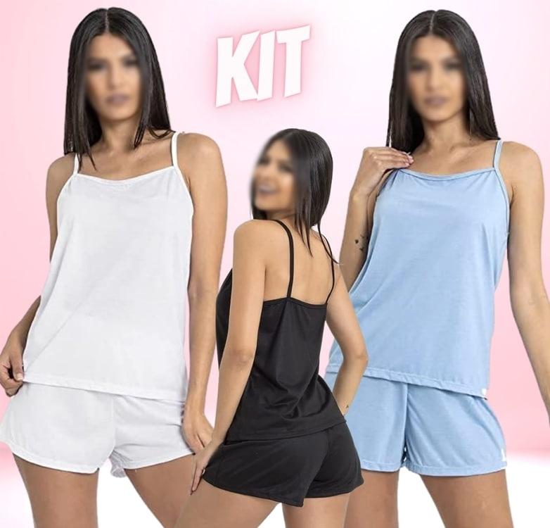 Kit 2 Conjuntos Pijama Feminino Curto Baby Doll Super Fresquinho e Macio na Amazon