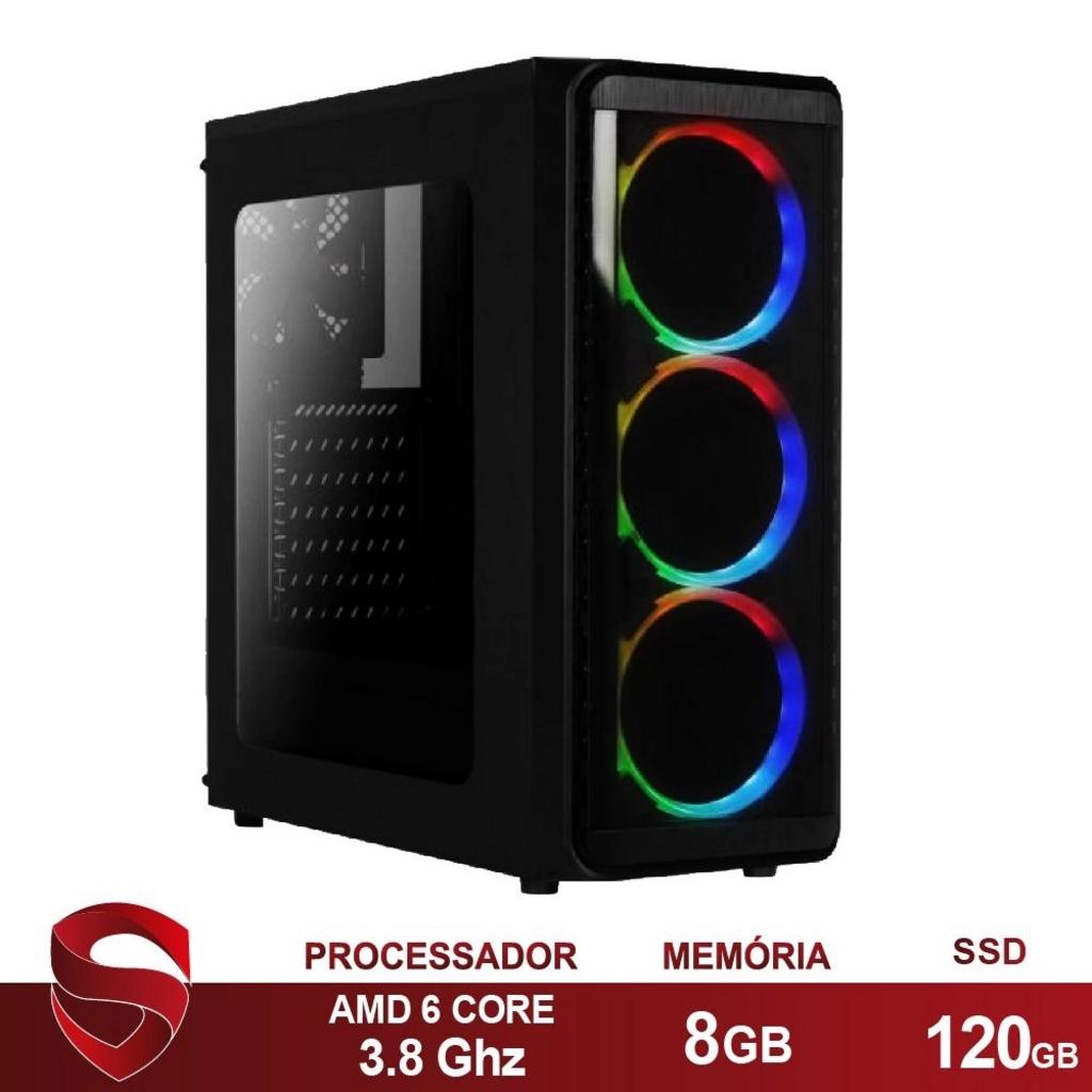 Skill Gaming PC Gamer AMD 6-Core CPU 3.8Ghz 8GB (Placa de vídeo Radeon R5 2GB) SSD 120GB Casual, Preto, Média, 40453 na Amazon