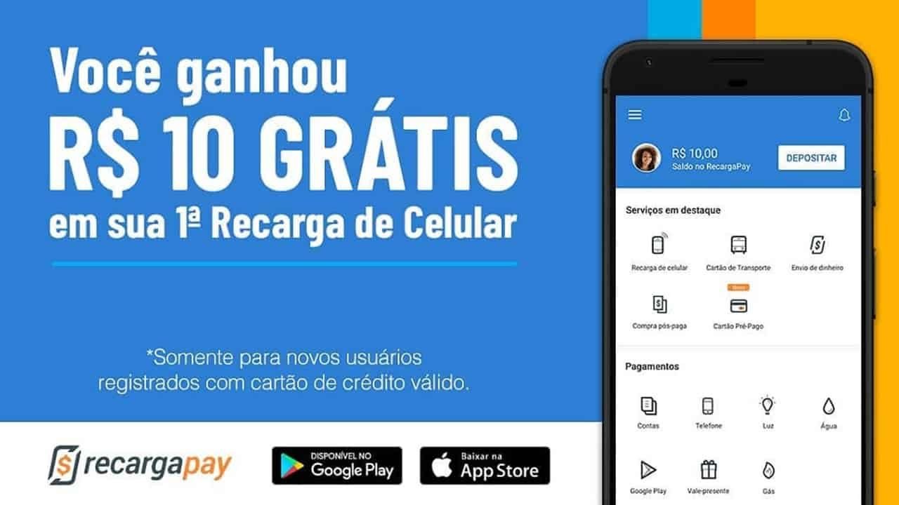 R$10 Reais Grátis na 1ª Compra na RecargaPay