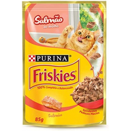 8 Unidades - Ração Úmida para Gatos Adultos Nestlé Purina Friskies Salmão ao Molho 85g na Amazon