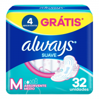 Absorvente Always Maxi Proteção Suave Tamanho M Com 32 Unidades na Pague Menos