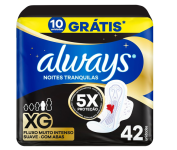 Absorvente Always Noites Tranquilas Suave Tamanho XG, 42 Unidades na Amazon