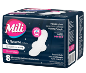 Absorvente Mili Noturno Suave c/abas – 8 unidades na Amazon