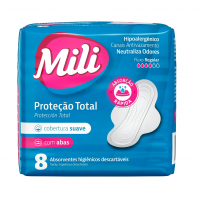 Absorvente Mili Proteção Total Suave C/Abas – 8 Unidades na Amazon