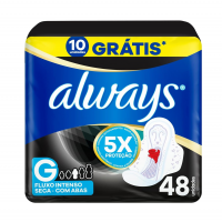 Absorvente Noturno Always Noites Tranquilas Cobertura Seca Com Abas Leve 48 Pague 40, Always na Amazon