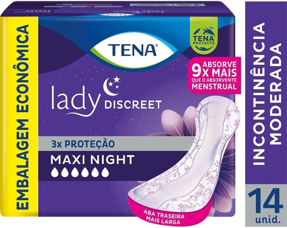 Absorvente Para Incontinência Urinária Lady Discreet Maxi Night 14 Unidades, Tena na Amazon
