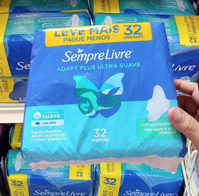 Absorvente Sempre Livre Adapt Plus – com Abas 32 Unidades na Magazine Luiza