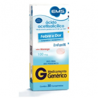 Ácido Acetilsalicílico 100mg Infantil Sabor Morango 30 Comprimidos Genérico EMS na Pague Menos