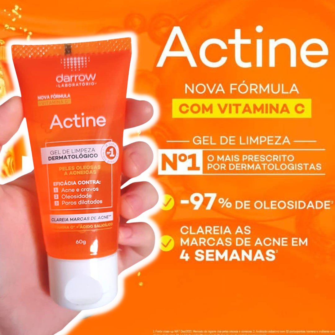 Actine Sabonete Líquido + Vit C, pele oleosa a acneira, Darrow – 60g, Laranja na Amazon