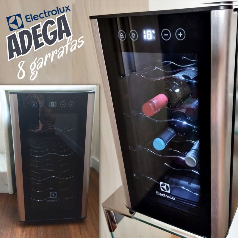 Adega ACB08 Electrolux 8 garrafas 1 Porta Preta Acabamento em Alumínio – Bivolt na Amazon