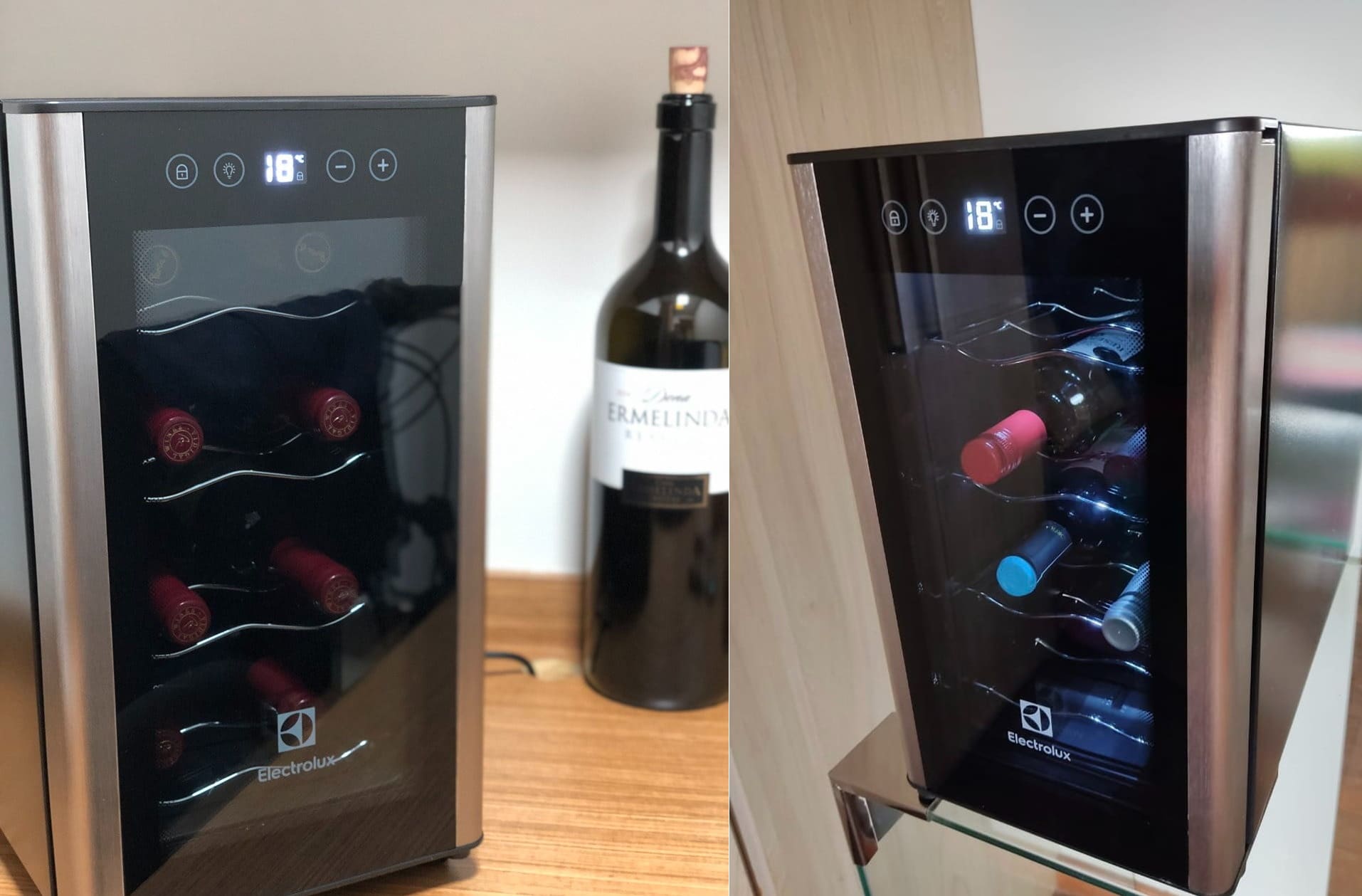 Adega Electrolux 8 garrafas 1 Porta Preta Acabamento em Alumínio (ACB08) – Bivolt na Electrolux