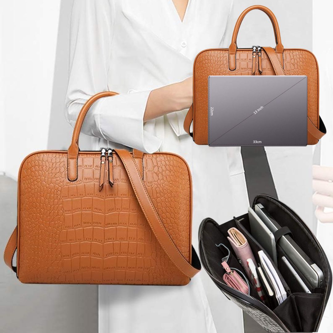 Aditam bolsas para laptop para mulheres 13-14 polegadas grande bolsa de couro PU bolsa masculina bolsa para laptop feminina bolsa de trabalho retro maleta de couro marrom Double the comfort na Amazon